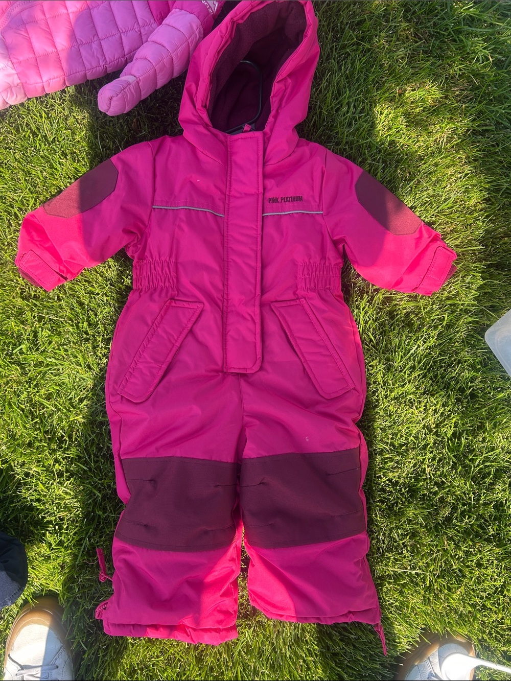 Pink Platinum Bright Fuchsia Toddler Snowsuit with Deep Berry Lining